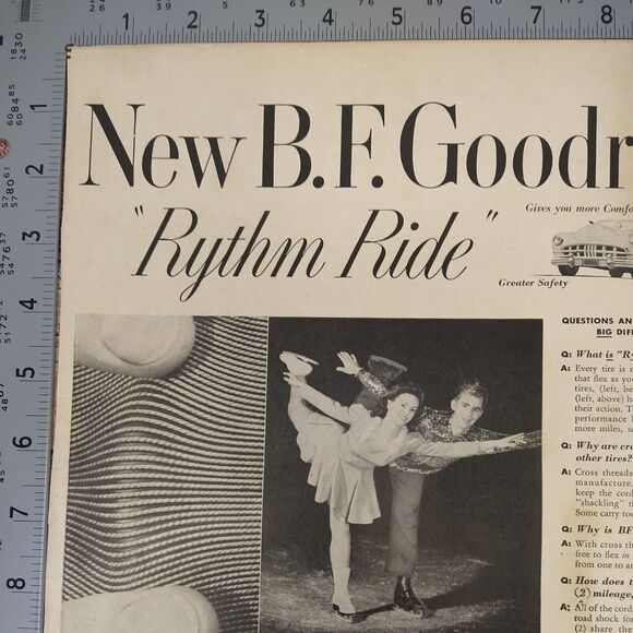 BF Goodrich Tires - Ice Skaters - Rythm Ride - 1950 Original Retro Vtg PRINT AD - Picture 5 of 10